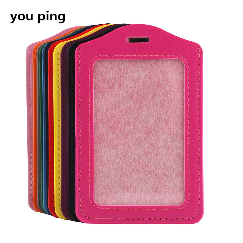 

High Quality 616 Leather Badge Holder Card Sleeve ID Bank Badge Reels Key Ring Chain Clips School Student Office