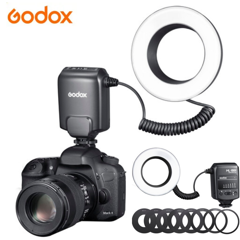 Godox ML-150 II Macro LED Ring Flash Speedlite for Sony for Canon Nikon Fuji Olympus Panasonic DSLR 