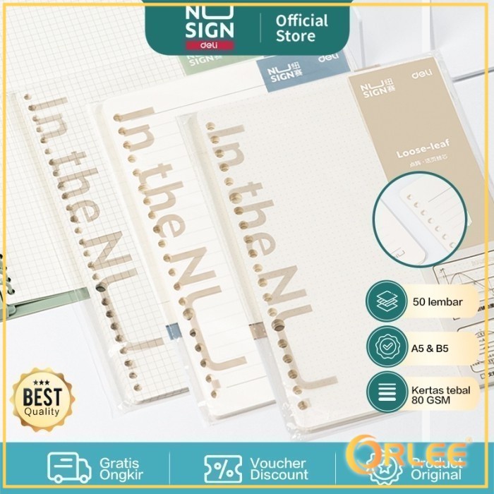 

ORLEE DELI045 Nusign Loose-leaf Notebook Refill / Isi Binder A5 B5 50 Lembar NS31X Y1684