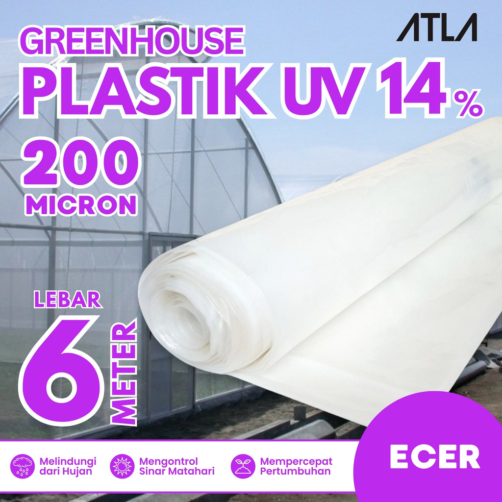Plastik UV 6 Meter Transparan Green House Film Tutup Atap Kolam Greenhouse Bening 6M