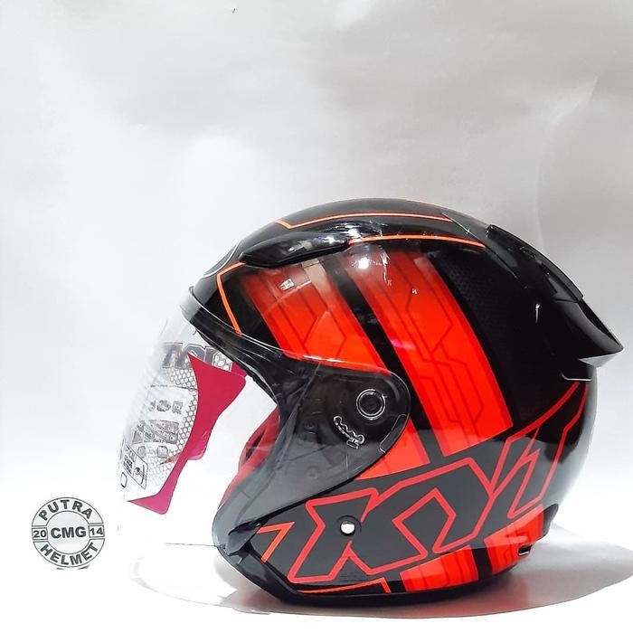 HELM KYT DJ MARU MOTIF 14 BLACK/ORANGE FLUO