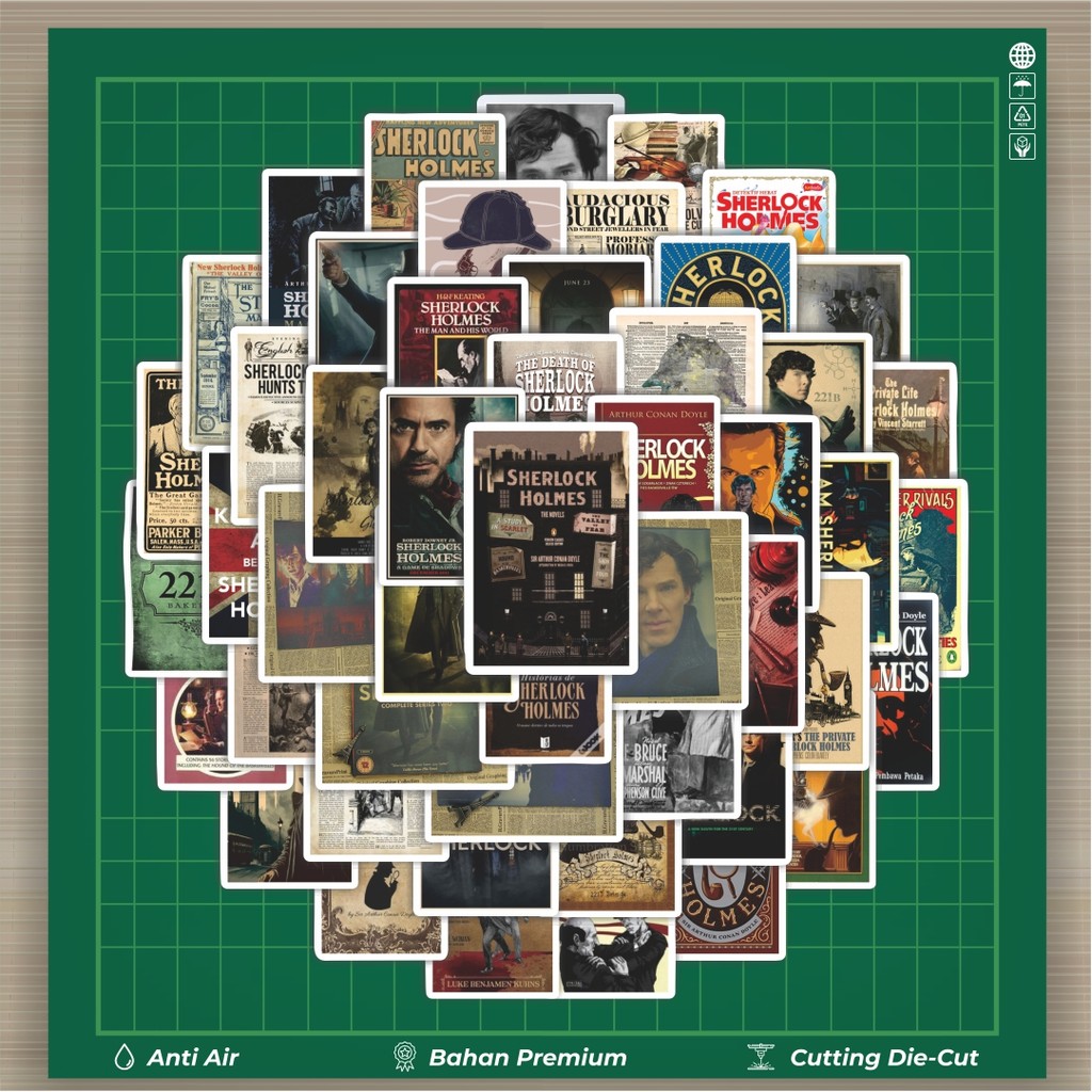 

HOT 50 PCS STIKER Stiker Poster Gambar Detektif Sherlock Holmes Dekorasi Lucu Kreatif untuk Notebook, Skateboard, HP