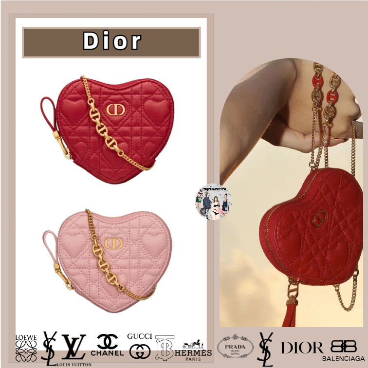 Dior / CEK / Tas Crossbody Berbentuk Hati / Rantai Garansi Dua Tahun Otentik (100% Otentik)