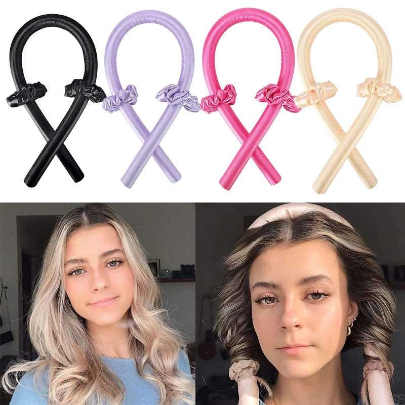 Pengeriting Rambut Manual Heatless Compatible Styling Alat Keriting Set Magic Curling Band Curler Pa