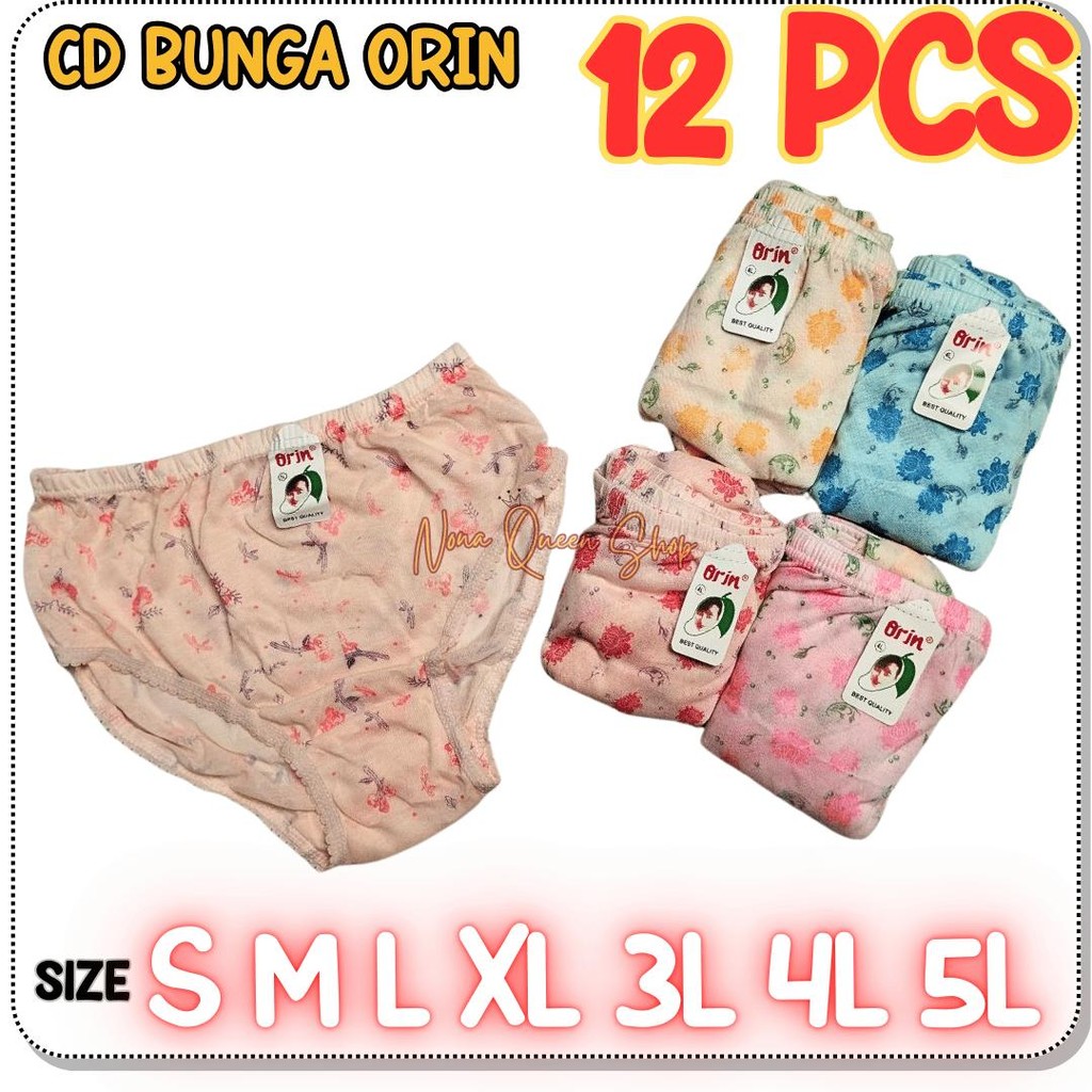 12 Pcs GROSIR Celana Dalam Wanita Motif CD BUNGA ORIN KATUN