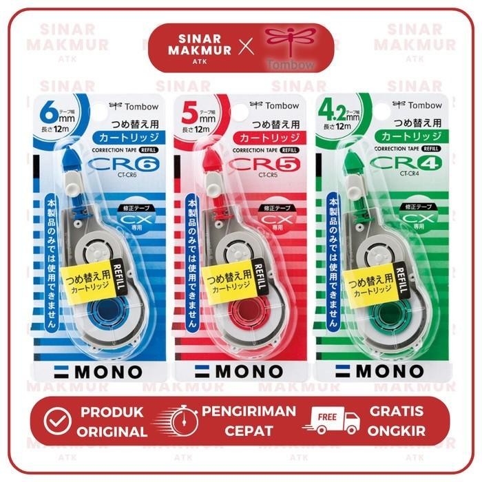 

Refill/Isi Ulang Correction Tape/Tipex Kertas 12 Meter CT-CR Mono Tombow Pcs - 4.2 mm Hijau