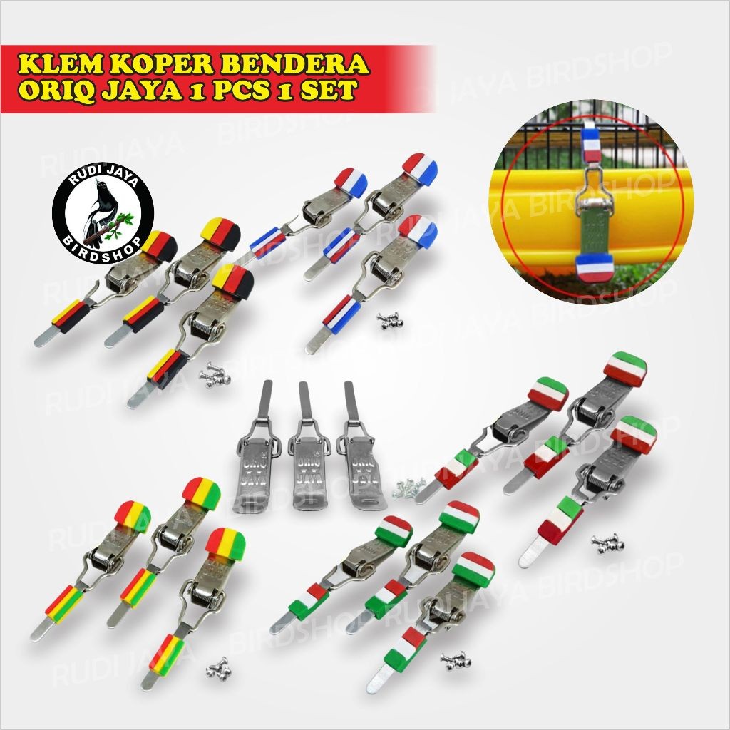 SEDIA KLEM KOPER BENDERA ORIQ 1 PCS 1 SET JEPITAN TEBOK OVERPAL SANGKAR BURUNG LOVEBIRD MURAI