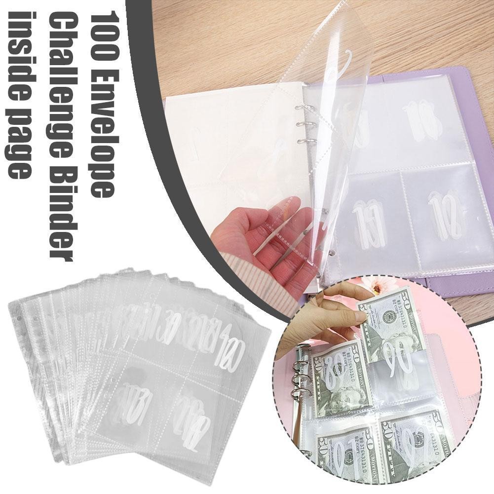 

100 Envelope Challenge Binder A5 Cash Saving Book Double-Sided 00 Days Couple Savings Challenge Notebook Loose Page
