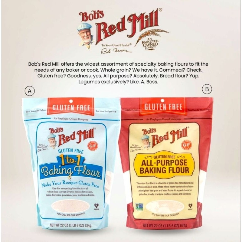 

Bob's Red Mill | TEPUNG GLUTEN FREE | 1 to 1 | All Purpose BAKING FLOUR mpasi