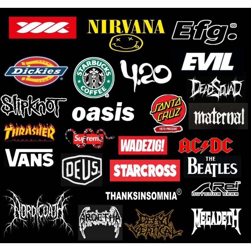 

stiker brand aesthetic distro sticker band metal best of stickers random mix brand and band