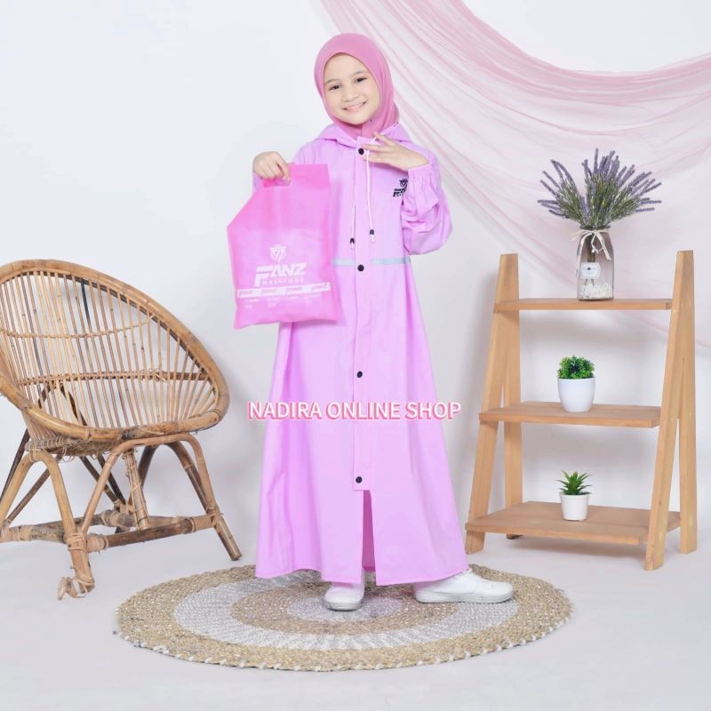 JAS HUJAN GAMIS ANAK MUSLIMAH RAINCOAT MANTEL HUJAN GAMIS ANAK PEREMPUAN BAHAN PVC ANTI REMBES KUAT 