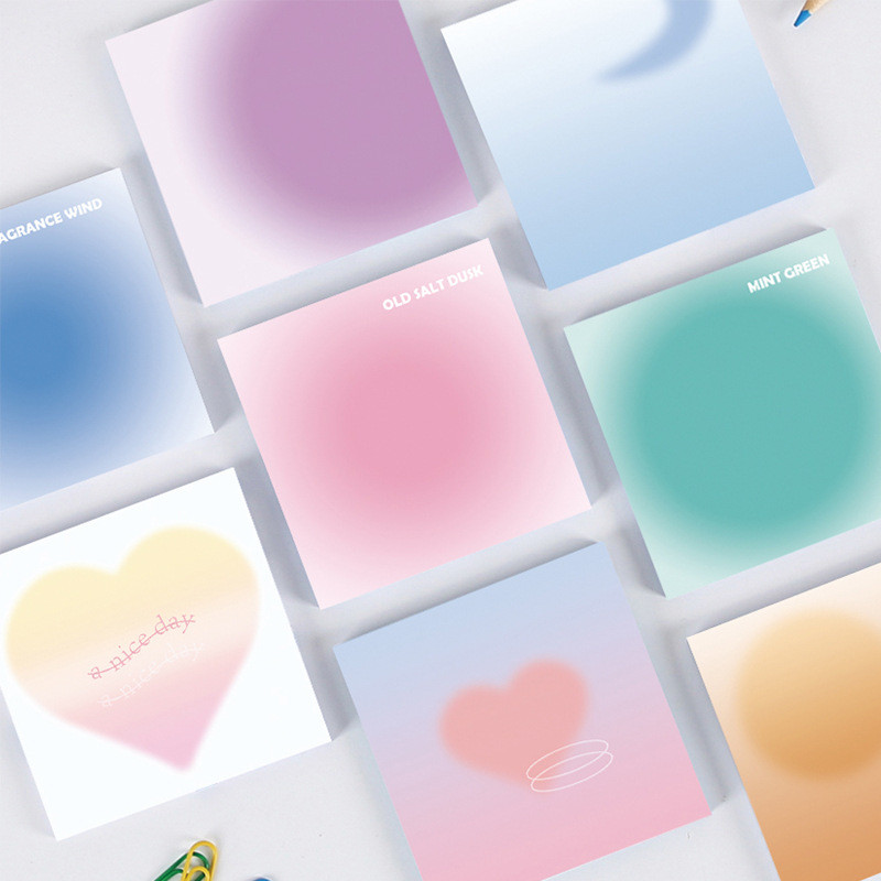 

Memo Pad Gradient Color Notepad Sticky Adhesive Kawaii Memo for Diary Decoration Student Stationery School Supplies