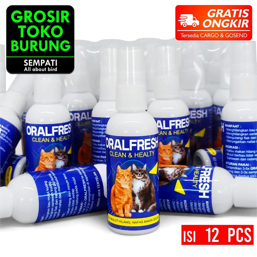 

SEMPATI GROSIR Oralfresh Clean & Healty 60ml Obat Sariawan Penghilang Bau Mulut Kucing Anjing Kelinci 12 Pcs Spray Bau Mulut Hilang Obat Radang Tenggorokan Sakit Gigi Dental Care Cat Dog Antiseptic