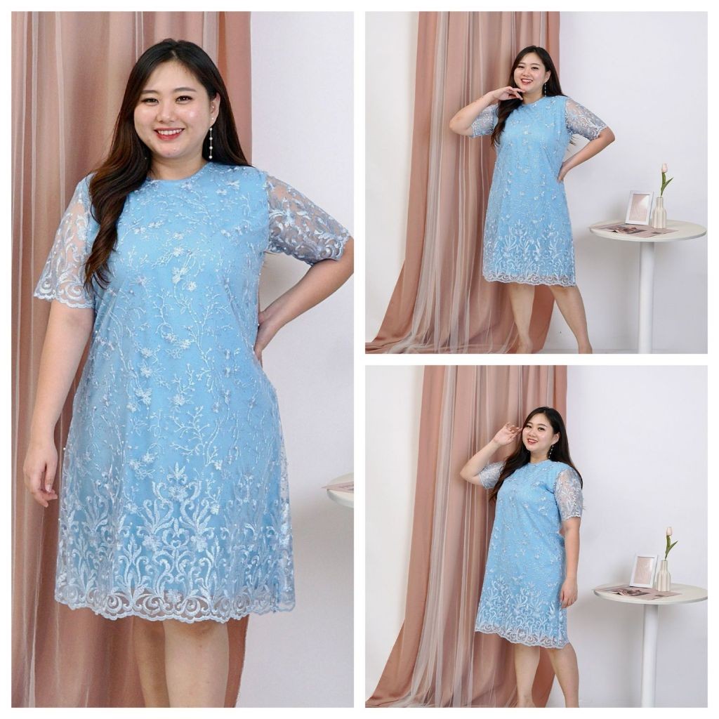 Dress Tile XXL Bigsize Jumbo Brukat Tile Bordir Gliter IMLEK Tulle Tille