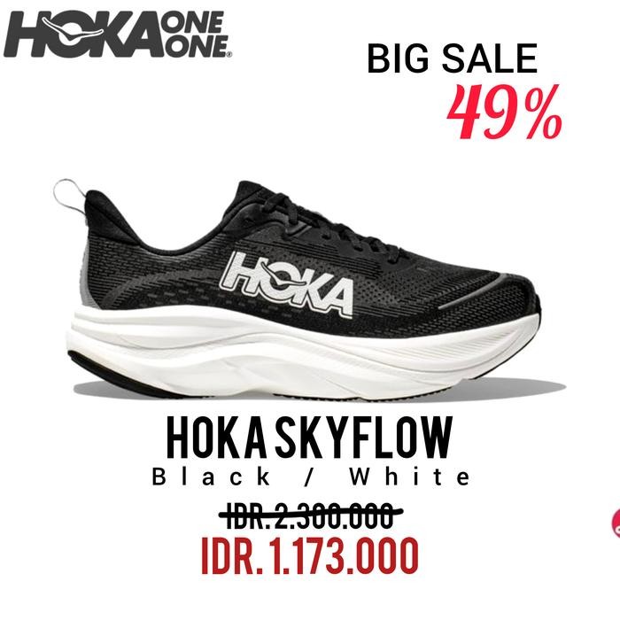 SEPATU RUNNING HOKA SKYFLOW BLACK / WHITE RUNNING SHOES 100% ORIGINAL BNIB / SEPATU SNEAKERS PRIA DA