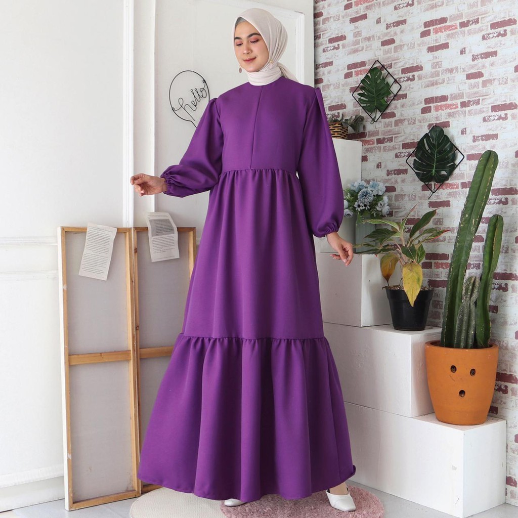 Gamis Malika Busui Maxi Dress Lengan Balon Fashion Muslim