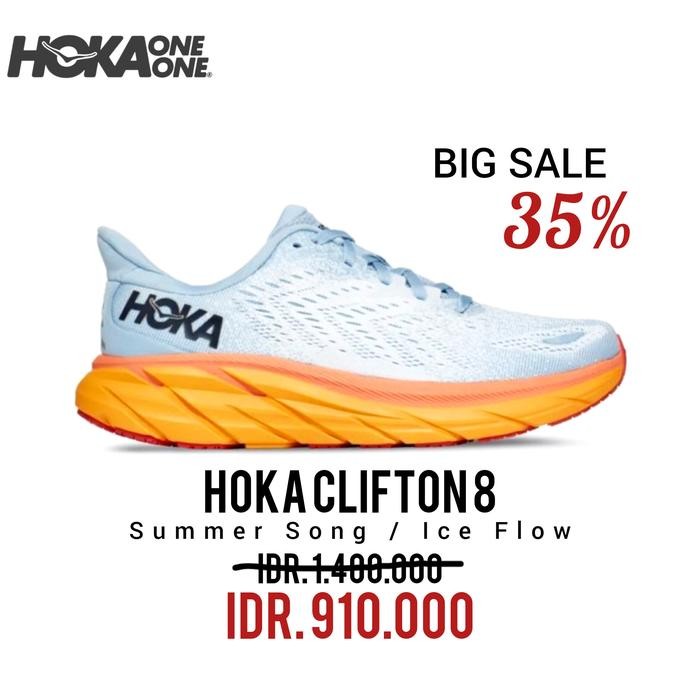 SEPATU RUNNING HOKA ONE ONE CLIFTON 8 SUMMER SONG / ICE FLOW WOMEN 100% ORIGINAL BNIB / SEPATU SNEAK