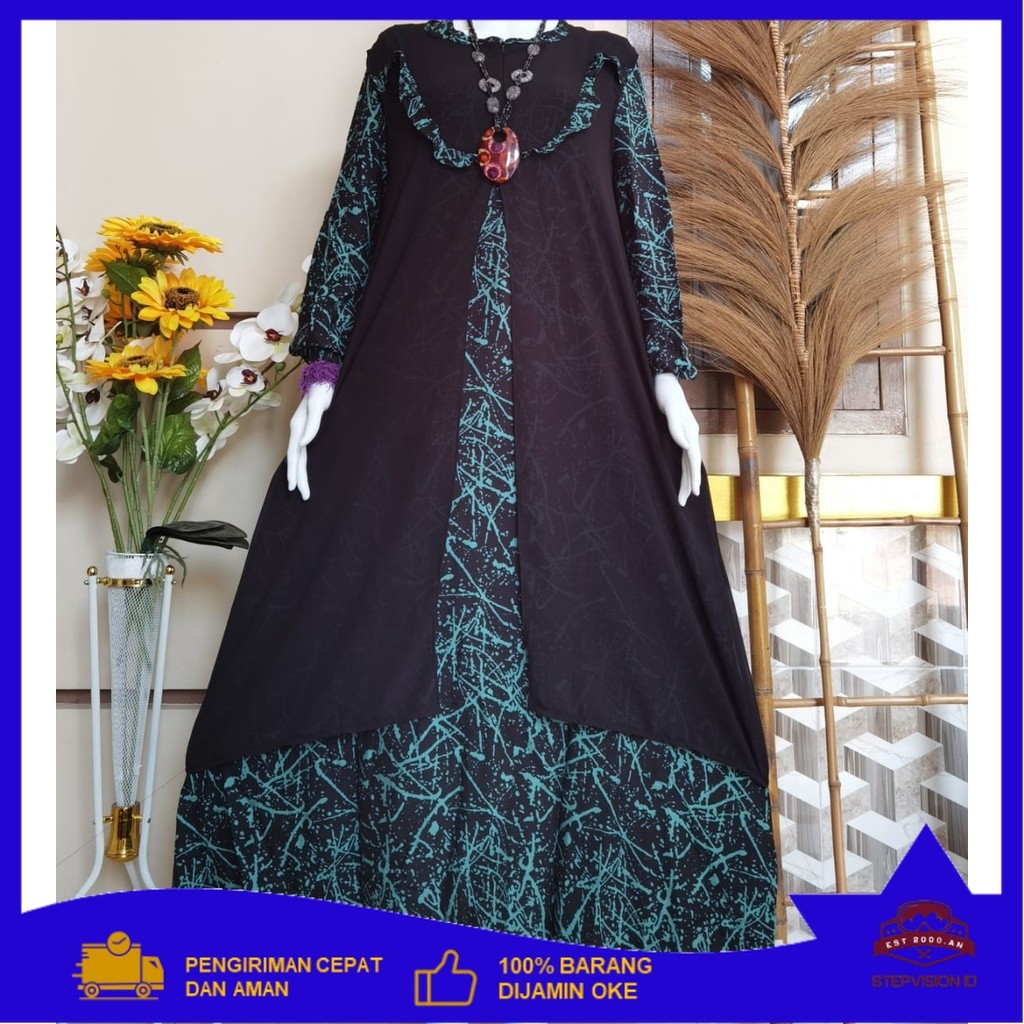 BAJU WANITA GAMIS VISCOSE KOTAK KOTAK ROMPI RAYON MIX CERUTY [StepVision ID]