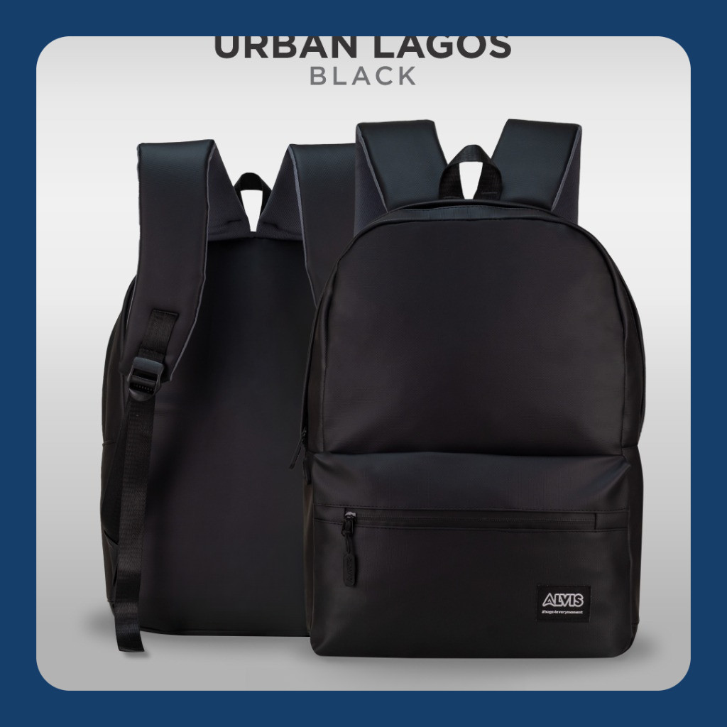 POLO ALVIS - Urban Lagos Black Laptop 14in Waterproof Premium Backpack Tas Ransel Pria Tahan Air