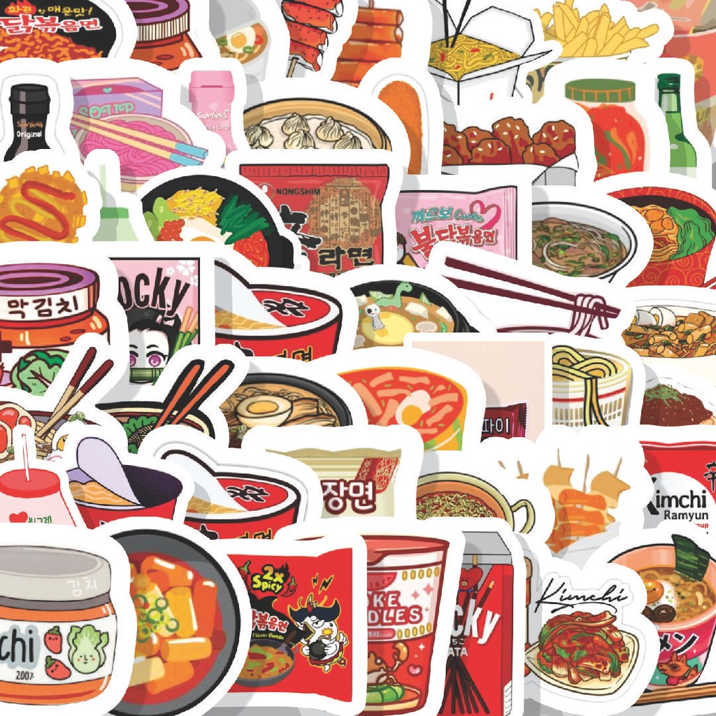 

Stiker Cutting Pack Stiker Korean Delicious Food [Makanan lezat Korea] Isi 100Pcs Series Aesthetic Lucu Keren Untuk Koper Bahan Vynil