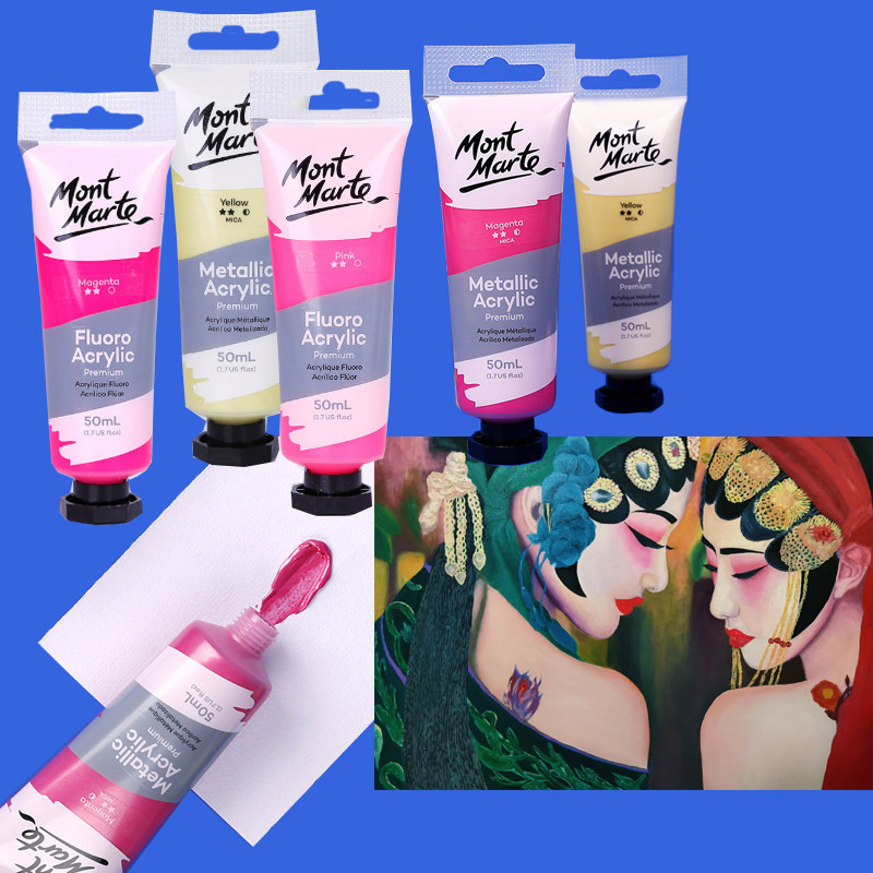 

50ml Acrylic Pigment Metallic Fluorescent Color Waterproof Not Easy To Fade for Hand-painted Graffiti DIY Hand-decoration