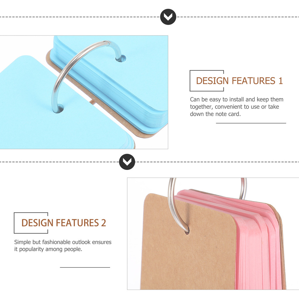 

6 pcs Multicolor Blank Flash Iron Notebook 50 Sheets Paperboard Portable Vocabulary Word Cards Study Index Notepads
