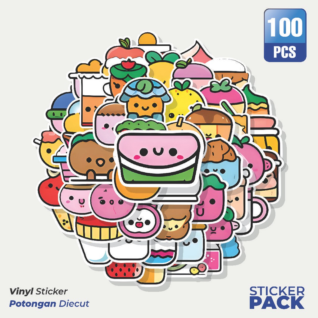 

Super Hemat! 100 PCS Stiker Cartoon Food Exquisite and Cute [Makanan Kartun Indah dan Lucu] Waterproof Aesthetic- Untuk Laptop, Motor, dan Helm - Paper Stationery Pack
