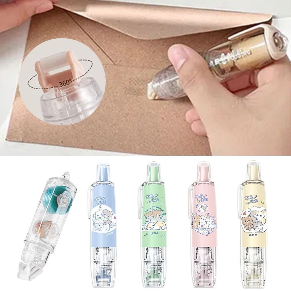 

Cartoon Press-On Dot Glue Stationery Student Study Exam Dot Glue Tape Office Ledger Supplies Pen Style Roller Glue Tape