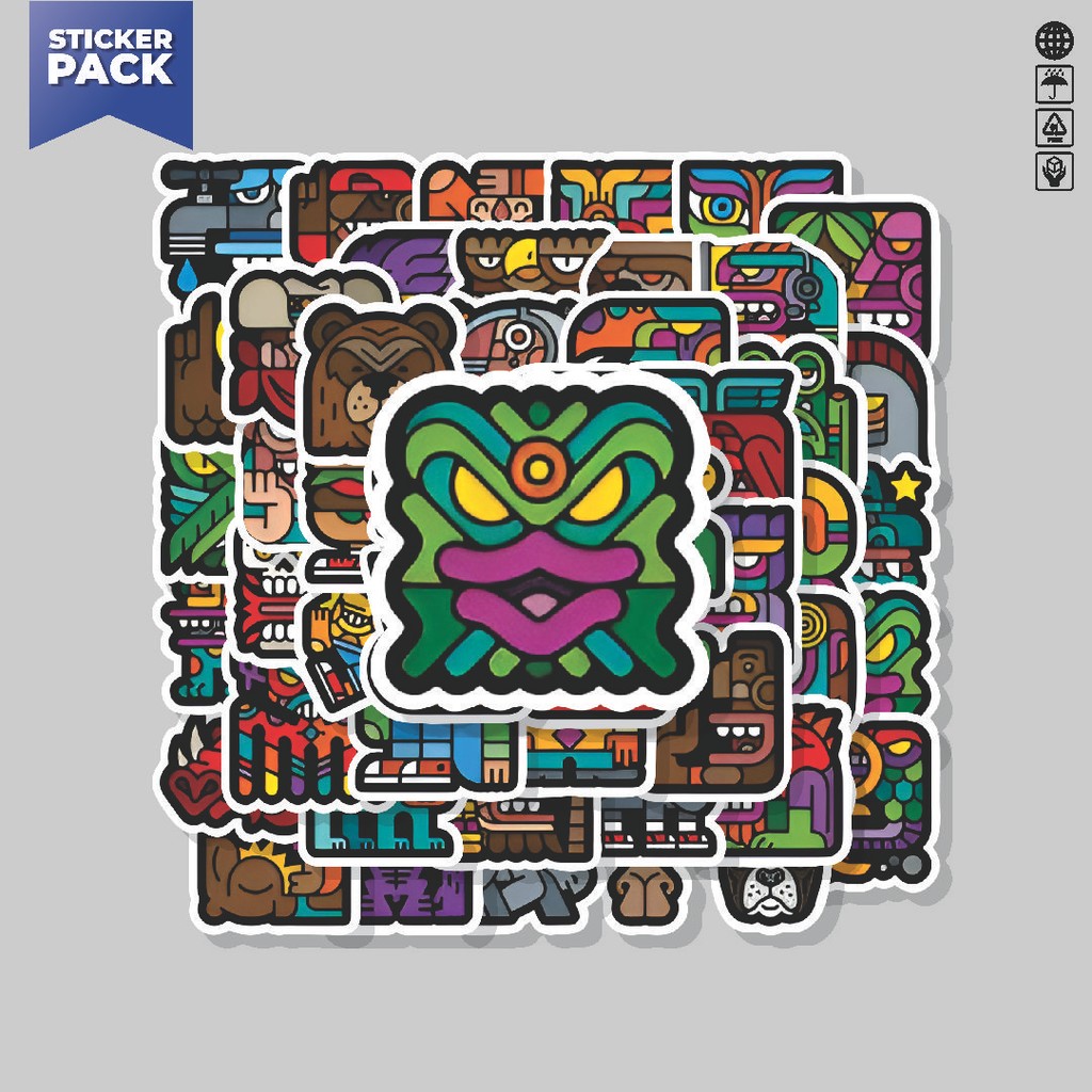 

[100PCS]Stiker Pack Stiker Aztec Series 2 Aesthetic Vinyl Anti Air Dekorasi Sticker Laptop Buku Journal Koper Helm Casing HP Gitar Helm Skateboard
