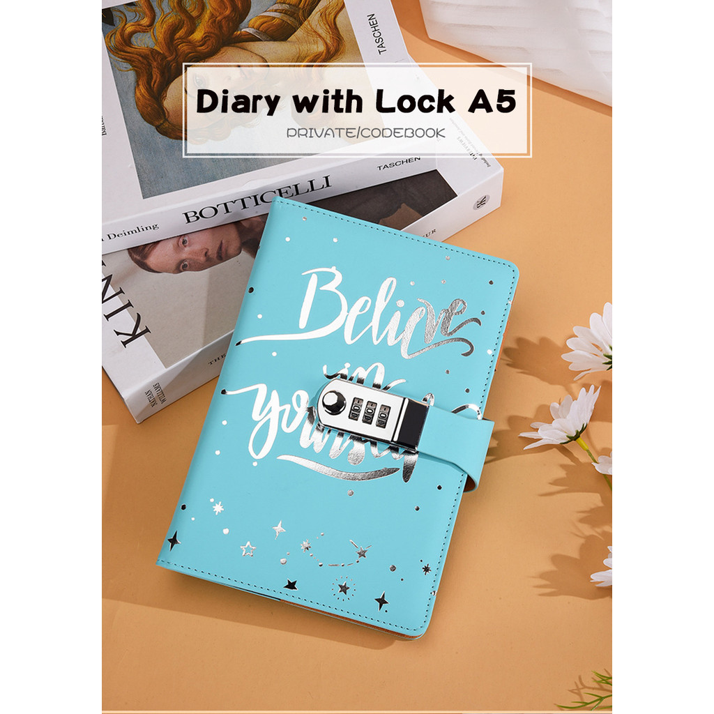 

Leather Journal Notebook A5 with Combination Lock,Travel Sailor Writing Diary Personal Planner Agenda Notepad Gift for Girls Boy