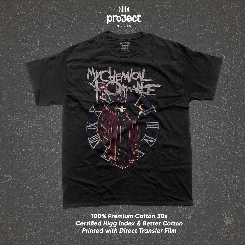 Kaos Band MCR | My Chemical Romance - Time Wizard | Kaos Musik Sablon DTF| Warna Hitam