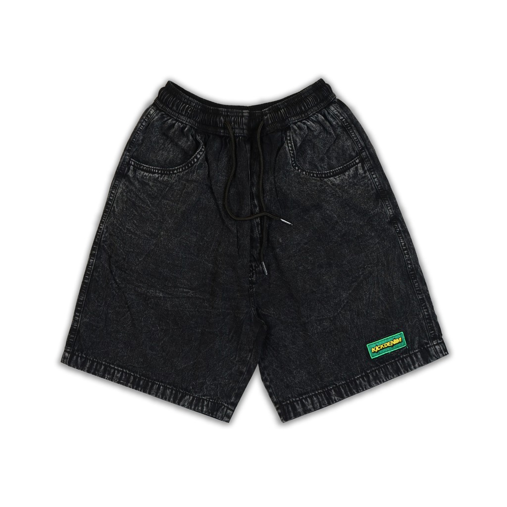 Kick Denim - Special Edition Celana Pendek Board Short Denim Hitam Pria | BDSP Tection