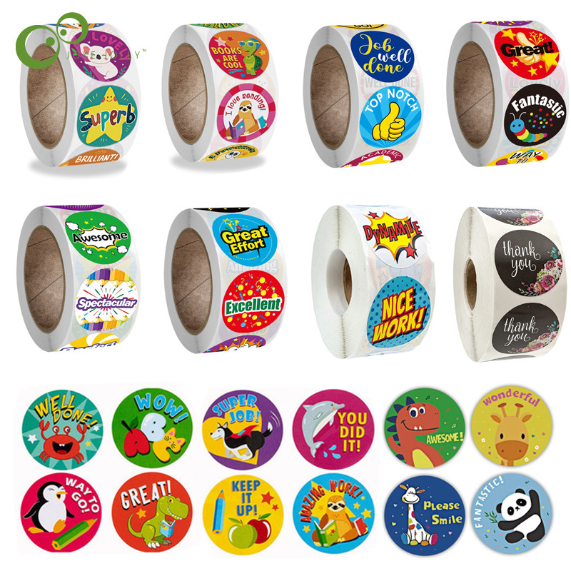 

500pcs/roll Reward Stickers Encouragement Stickers for Kids Motivational Stickers with Cute Animals for Students Teachers GYH