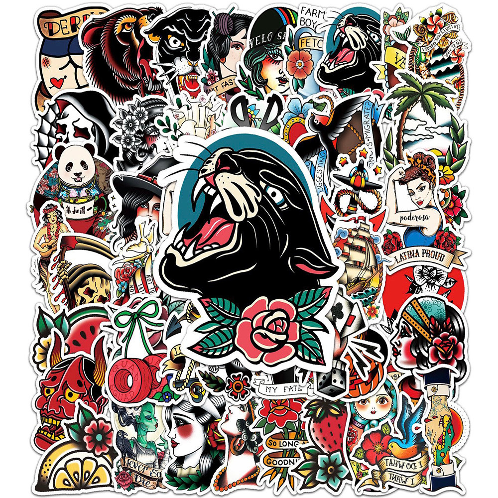 

10/30/50PCS Personality Tattoo Cartoon Sticker DIY Phone Laptop Luggage Skateboard Graffiti Decals Fun for Kid