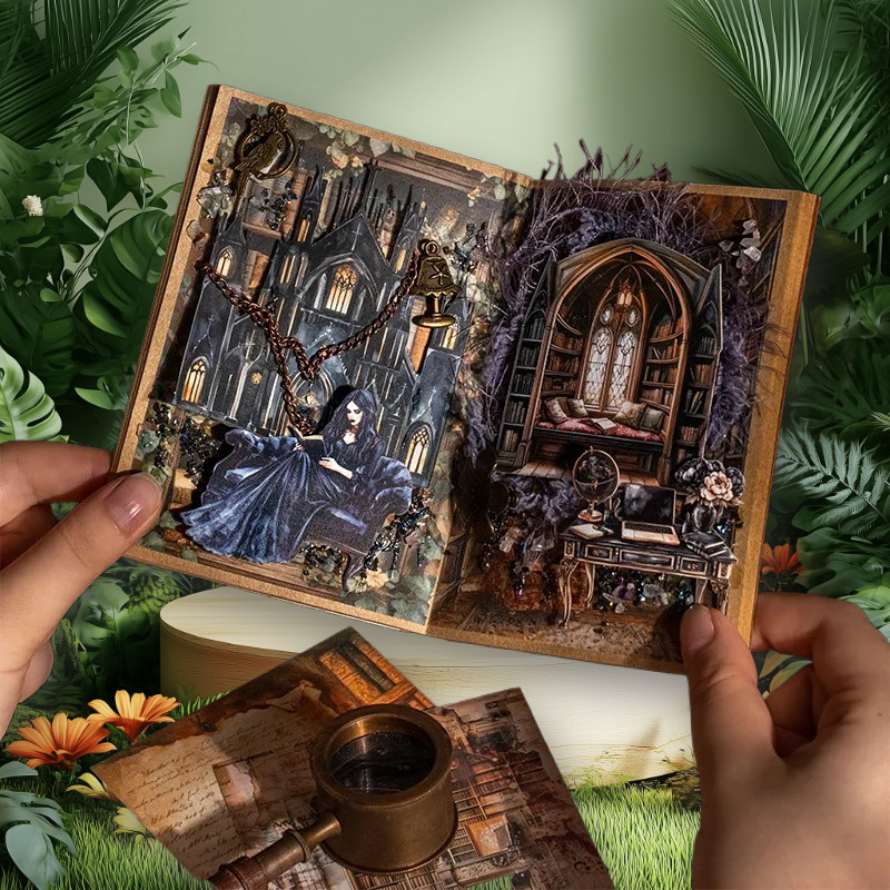 

1pack/3pack 6 Style Dark Library Dual Material Kit Gothic Academia 25Pcs 155*100mm