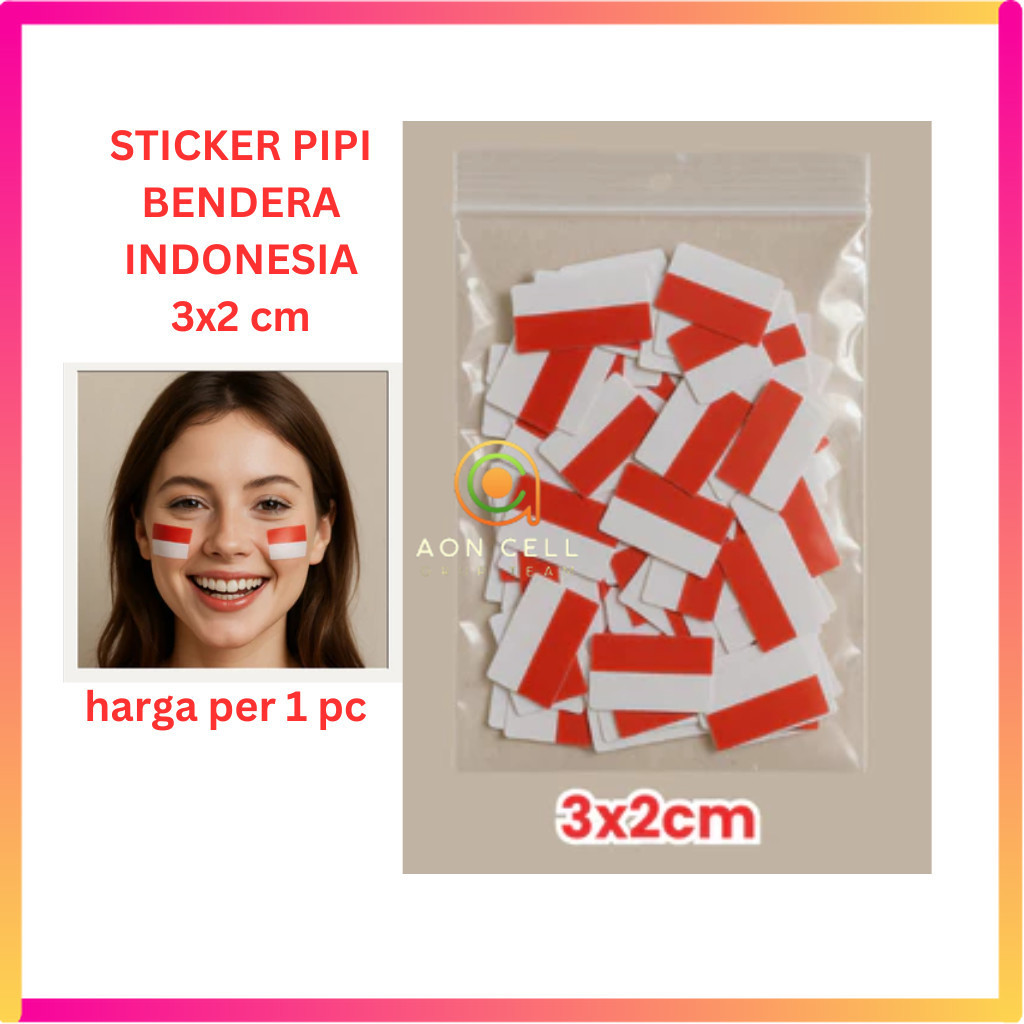 

Stiker Pipi Bendera Indonesia 3x2 cm Face Sticker Merah Putih Satuan [AN]