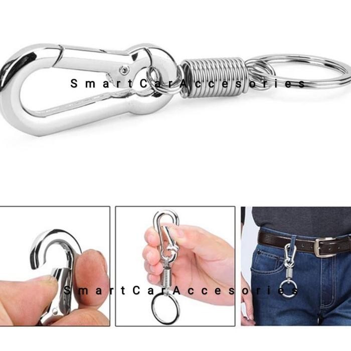 Gantungan Cantolan Kunci Mobil Motor Carabiner Per Stainless Steel