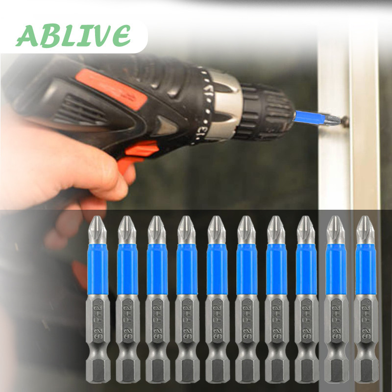 10pcs Mata Obeng Bor Listrik Mata Bor Obeng Magnet Anti Slip PH2 Mata Bor Obeng Elektrik Hex Shank 5