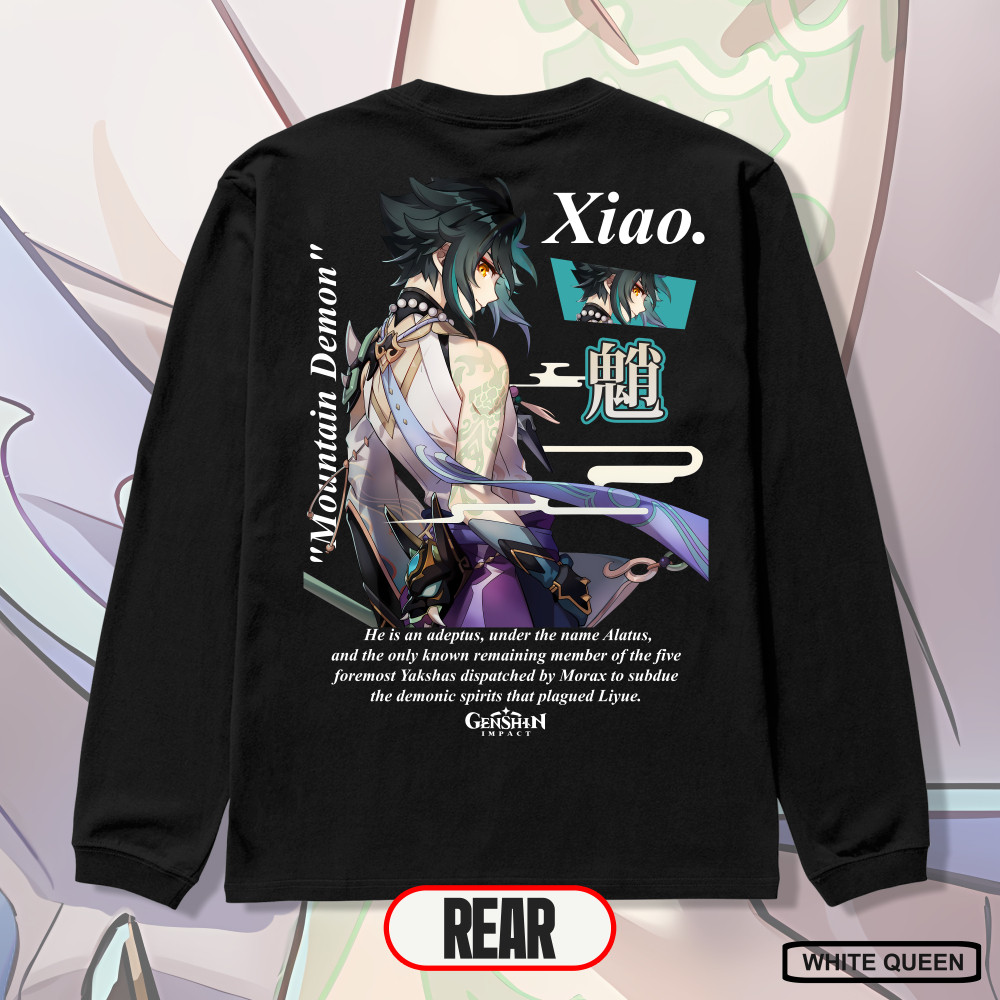WHITE QUEEN - KAOS XIAO GENSHIN IMPACT LENGAN PANJANG - LONG-SLEEVE T-SHIRT DISTRO PRIA & WANITA KAO