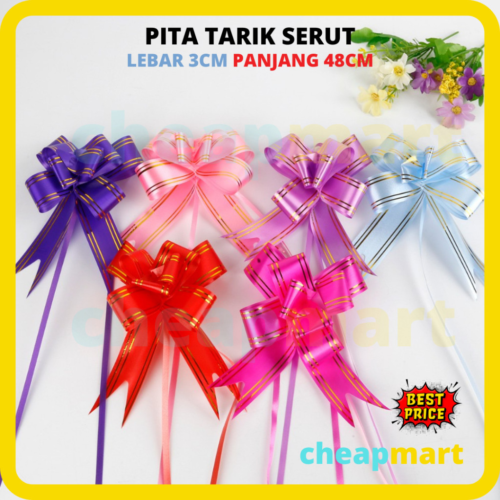 

[Min-3] PITA TARIK / PITA SERUT / UNTUK KADO / PARCEL / HANTARAN /SOUVENIR LEBAR 3 CM [BESAR]
