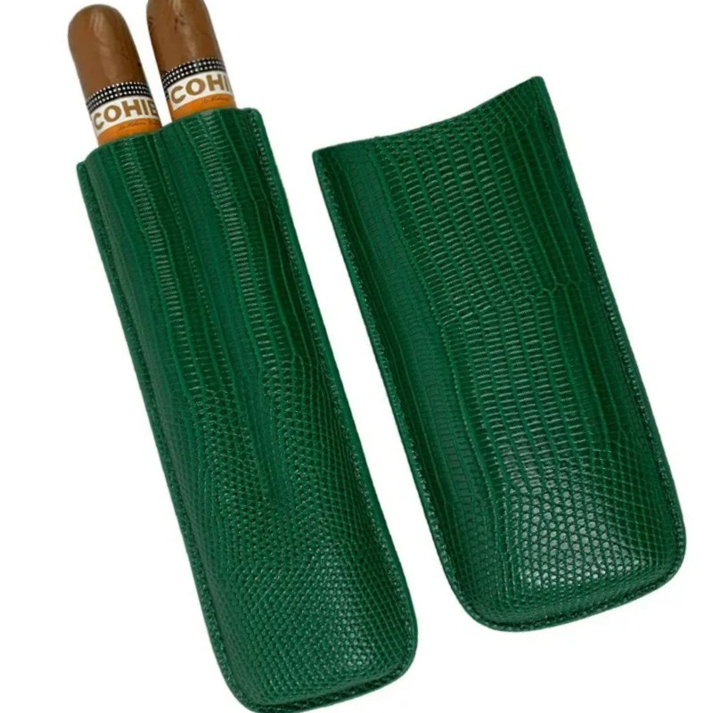 Man-made Leather Cigar Case 2 Tube  Holder Mini Humidor Travel  Box Portable  Accessory for Cohiba C
