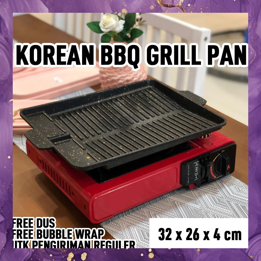 (SBA) Panci BBQ KOTAK Panjang Korean Grill Pan Alat Pemanggang Yakiniku Sate Steak Bakar Daging Ayam