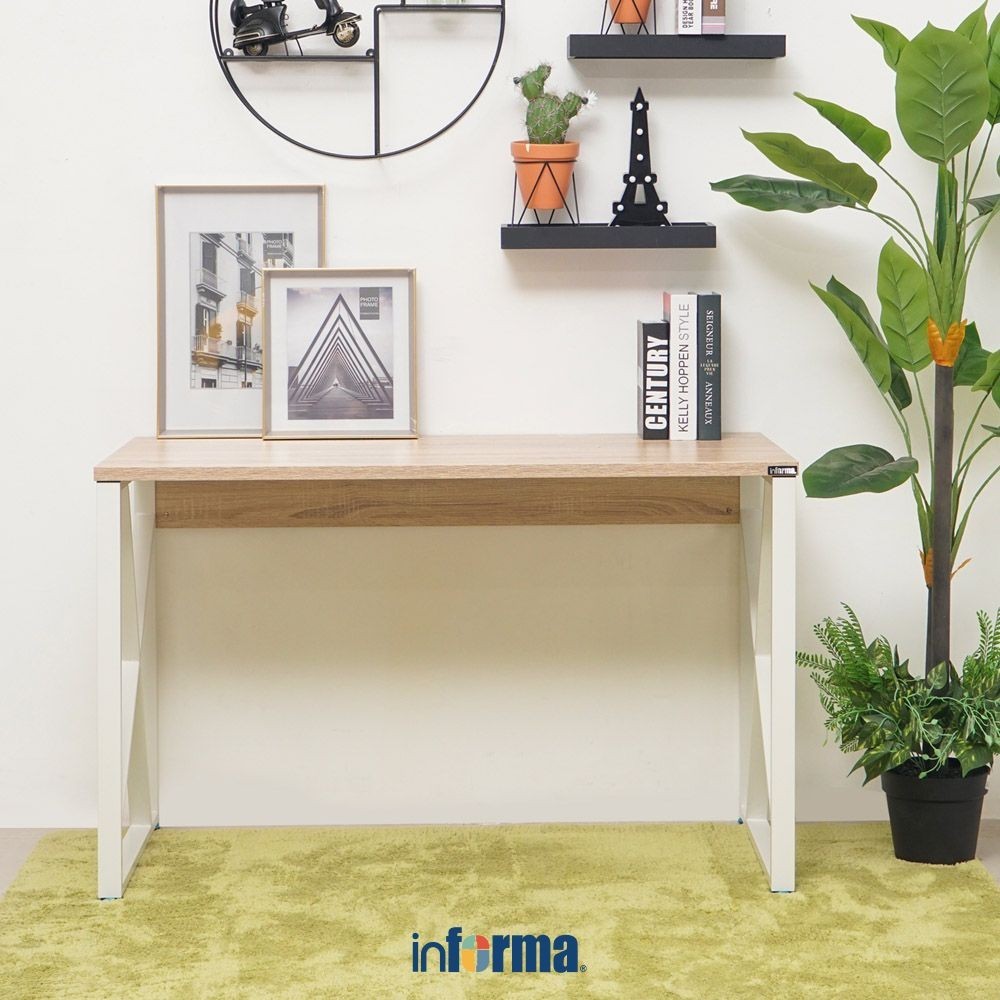 

Informa Lexee Meja Kantor - Cokelat Oak/Putih Office Table Furnitur Kantor Meja Kerja Belajar Serbaguna