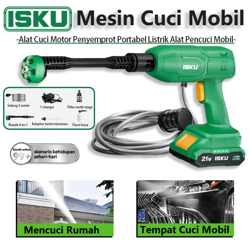 Isku Jet Cleaner Mesin Cuci Mobil Alat Cuci Motor Penyemprot Portabel Listrik Alat Pencuci Mobil