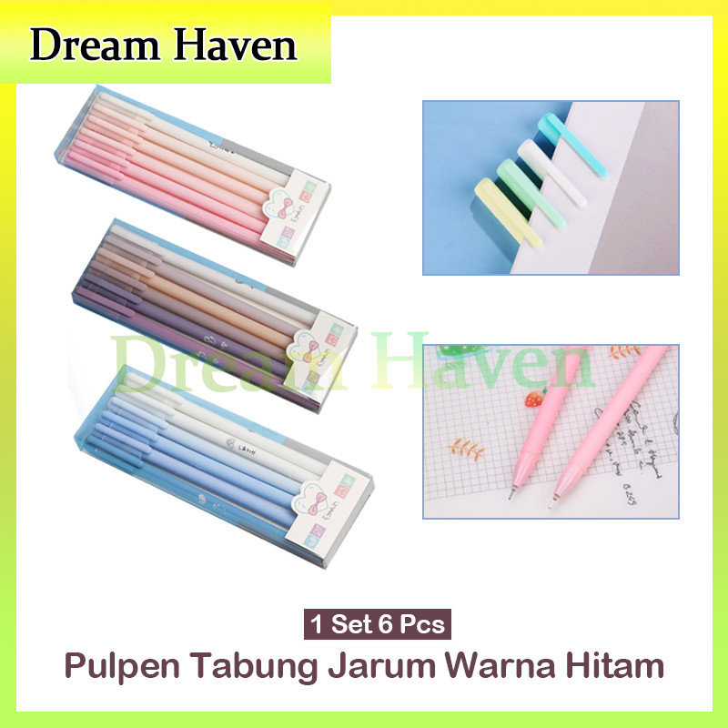 

Pena Morandi/Set Kotak Pena Netral 6 Pcs/Pulpen Siswa 0.5mm Warna Hitam