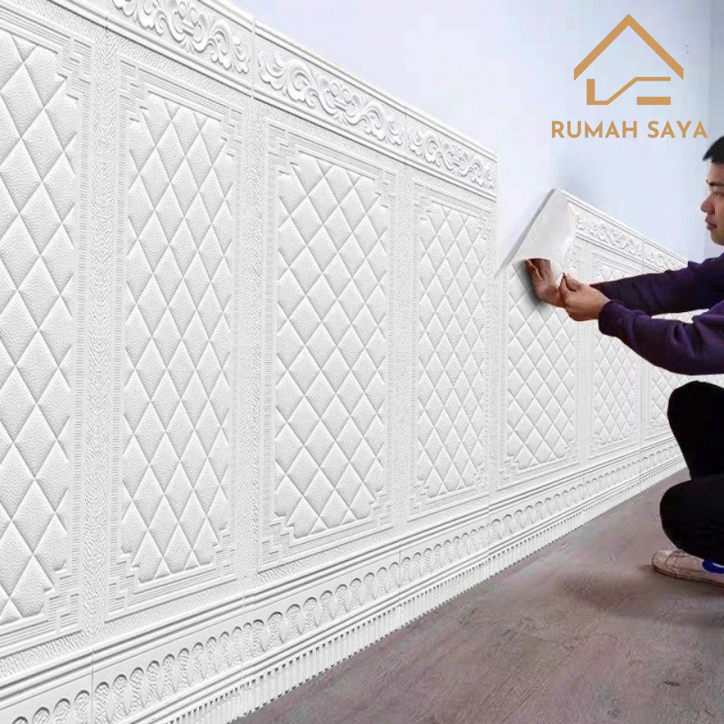 RUMAH SAYA Wallpaper Dinding 3D 70x90CM Foam Pintu Emboss/ WALPAPER DINDING 3D / WALLPAPER STICKER D