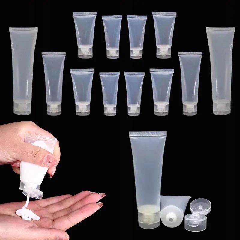 

5Pcs 15ml-100ml Plastic Cosmetic Soft Tubes Bottle W/ Flip Lid Empty Refillable Travel Sample Container For Facial Creams Lotion