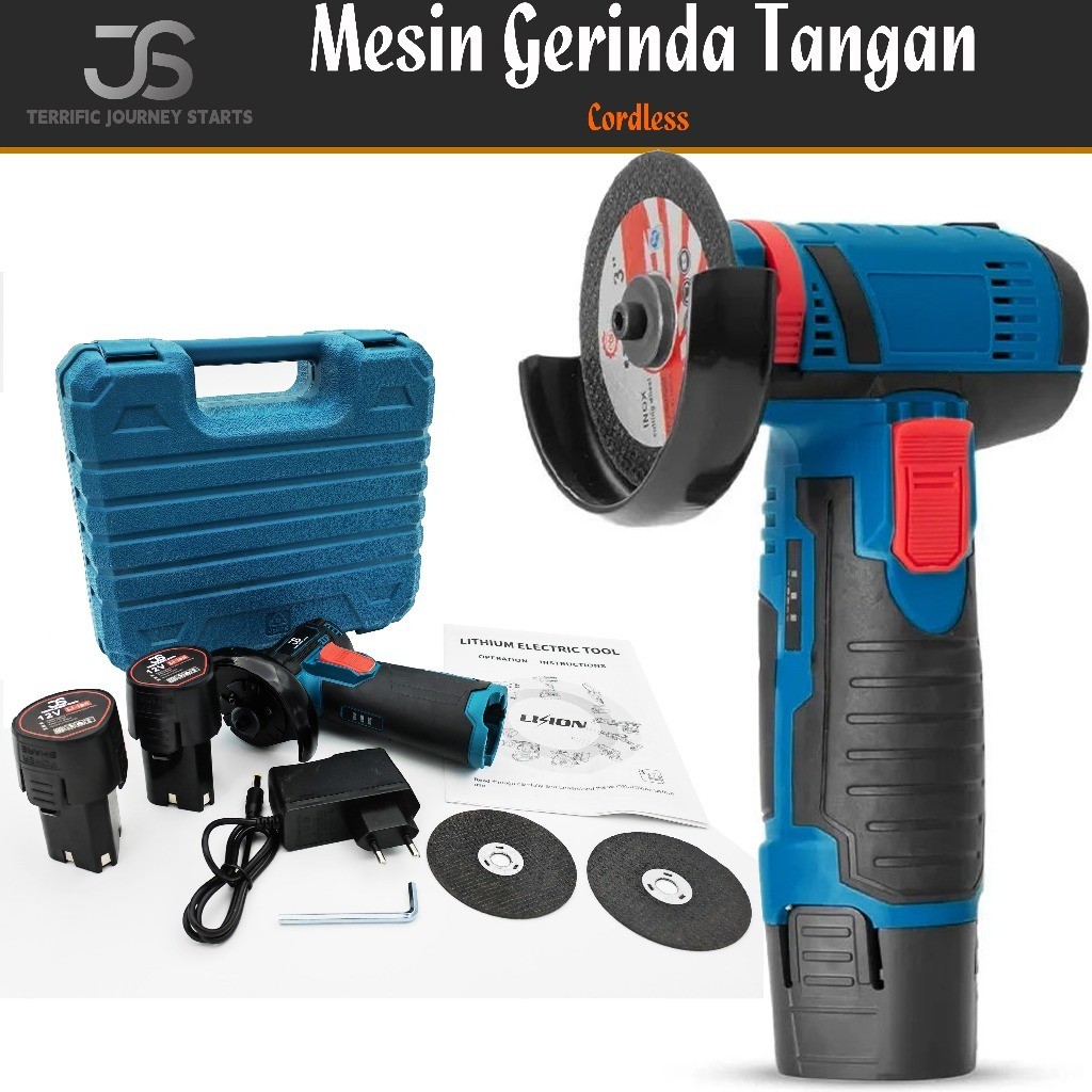 JS Mesin gerinda mini listrik Brushless Angle Grinder Mesin Gerinda Tangan Alat Pemotong