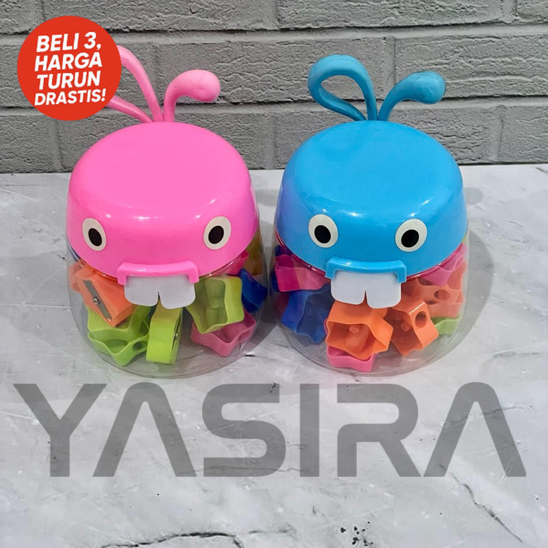 

SATU POT 24 PCS Rautan Pensil Toples Karakter Motif Lucu