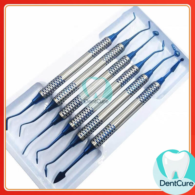 Instrument plastis filling biru / instrumen komposit composite anti lengket tambal gigi titanium kom